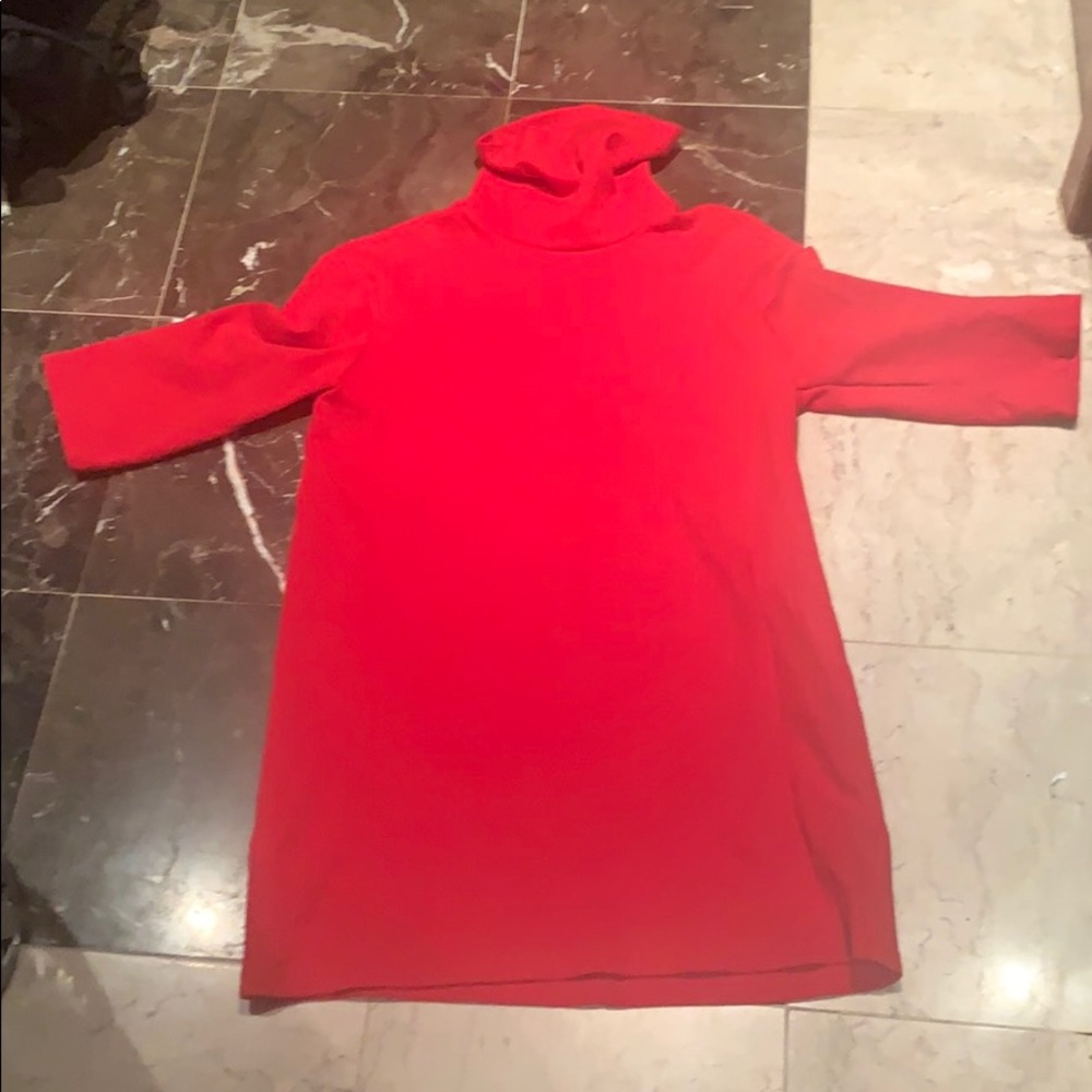 Red turtleneck tunic/dress